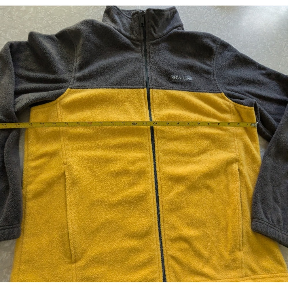 Columbia Mens M Fleece Jacket Full Zip Colorblock Grey Yellow - Picture 5 of 5